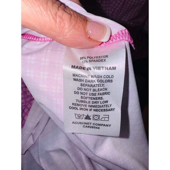 NWT FJ Lisle Pattern Ice Berry Pink Checkered Golf Polo Moisture Wicking Shirt - Picture 5 of 10